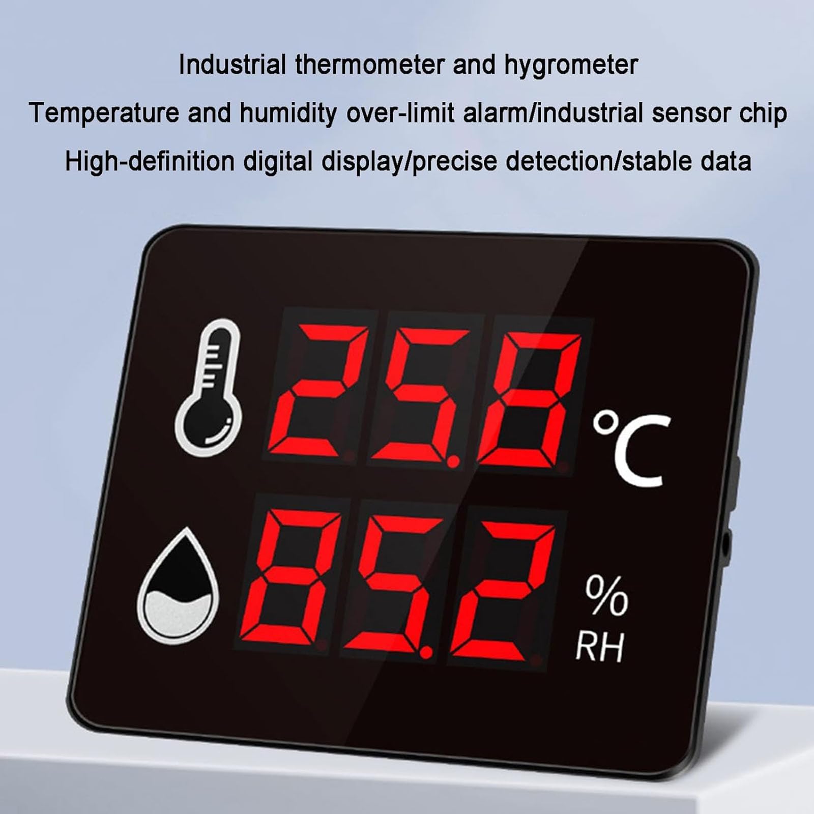 Higrómetro de temperatura industrial, monitor de sensor digital, temperatura -40~100°C humedad 0~99,9%, con pantalla LED, adecuado para plantas industriales, hogares y laboratorios científicos