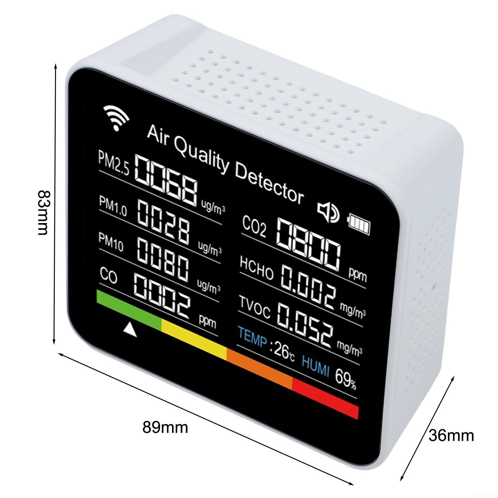 Tester digitale per gas radon, sensore d'aria per interni, app WiFi (bianco)