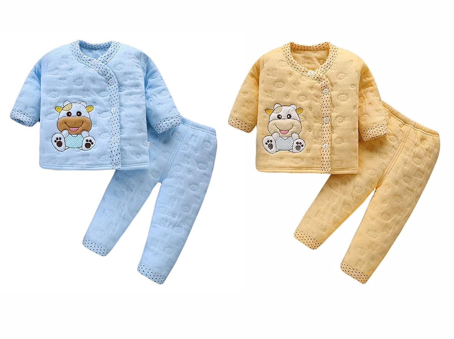 TOTOMO Combo New Born Baby Winter Wear Keep Warm Baby Clothes Sets Dress Baby Boys Girls Unisex Baby Fleece/Falalen or Suit Infant Clothes First Gift set of 2
