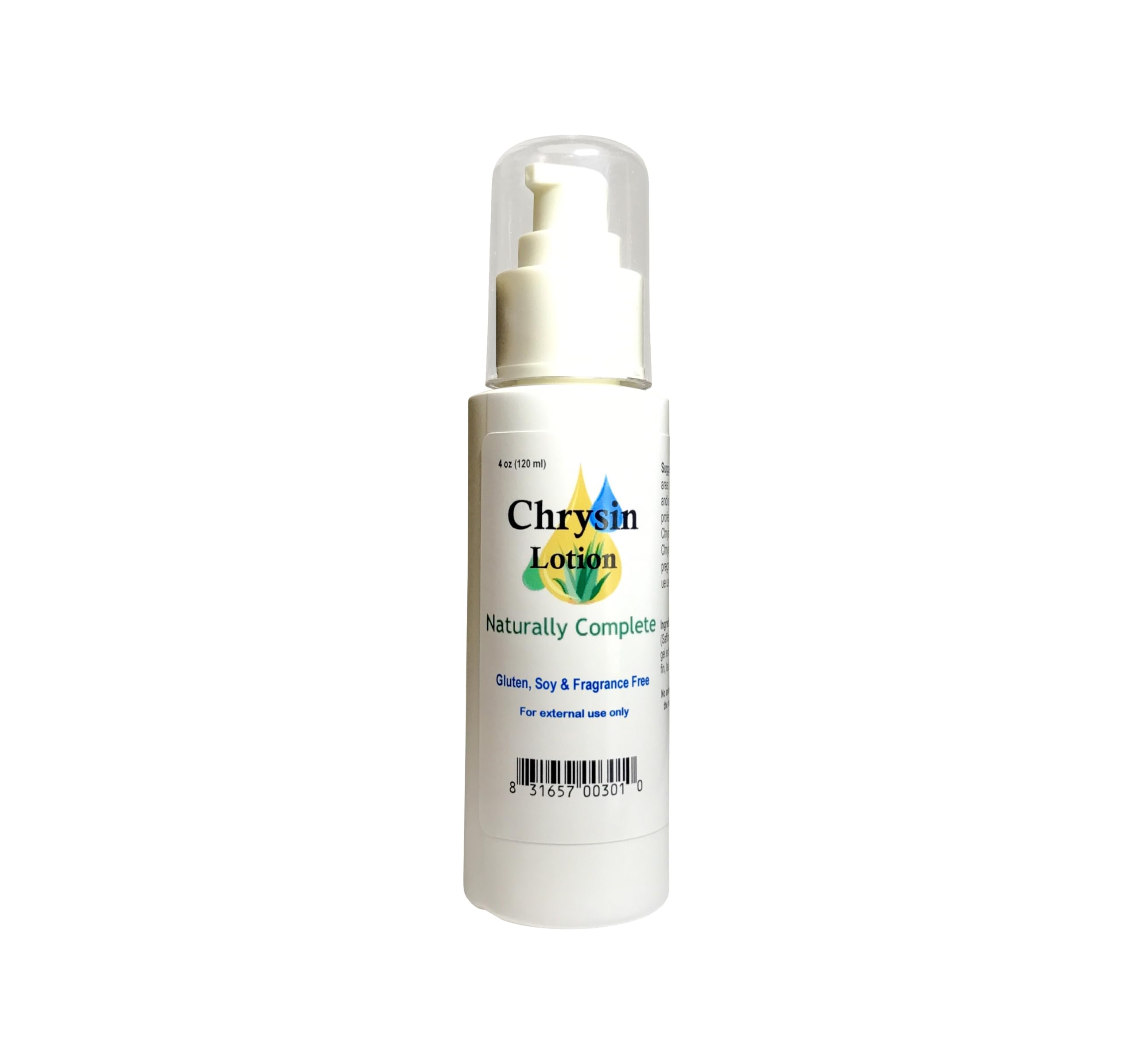 Chrysin for Men and Women 4 oz. Pump Bottle - Non-GMO - Unscented | Soy-Free | Made in The USA