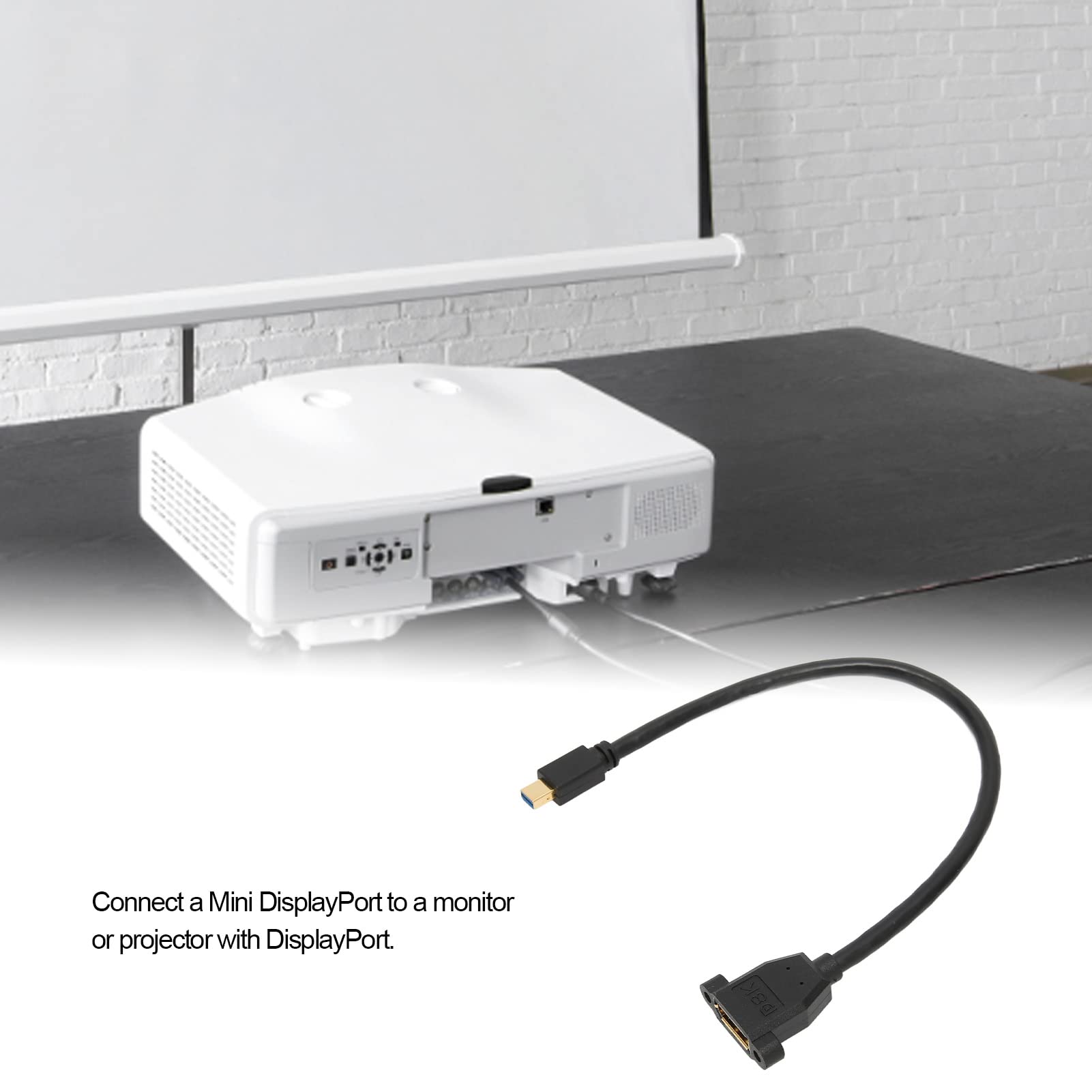 Horoper Mini Display to Displayport, 8K 7680x4320 60Hz Displayport Extension Cable, Male to Mini DisplayPort Female for PC TV Projector