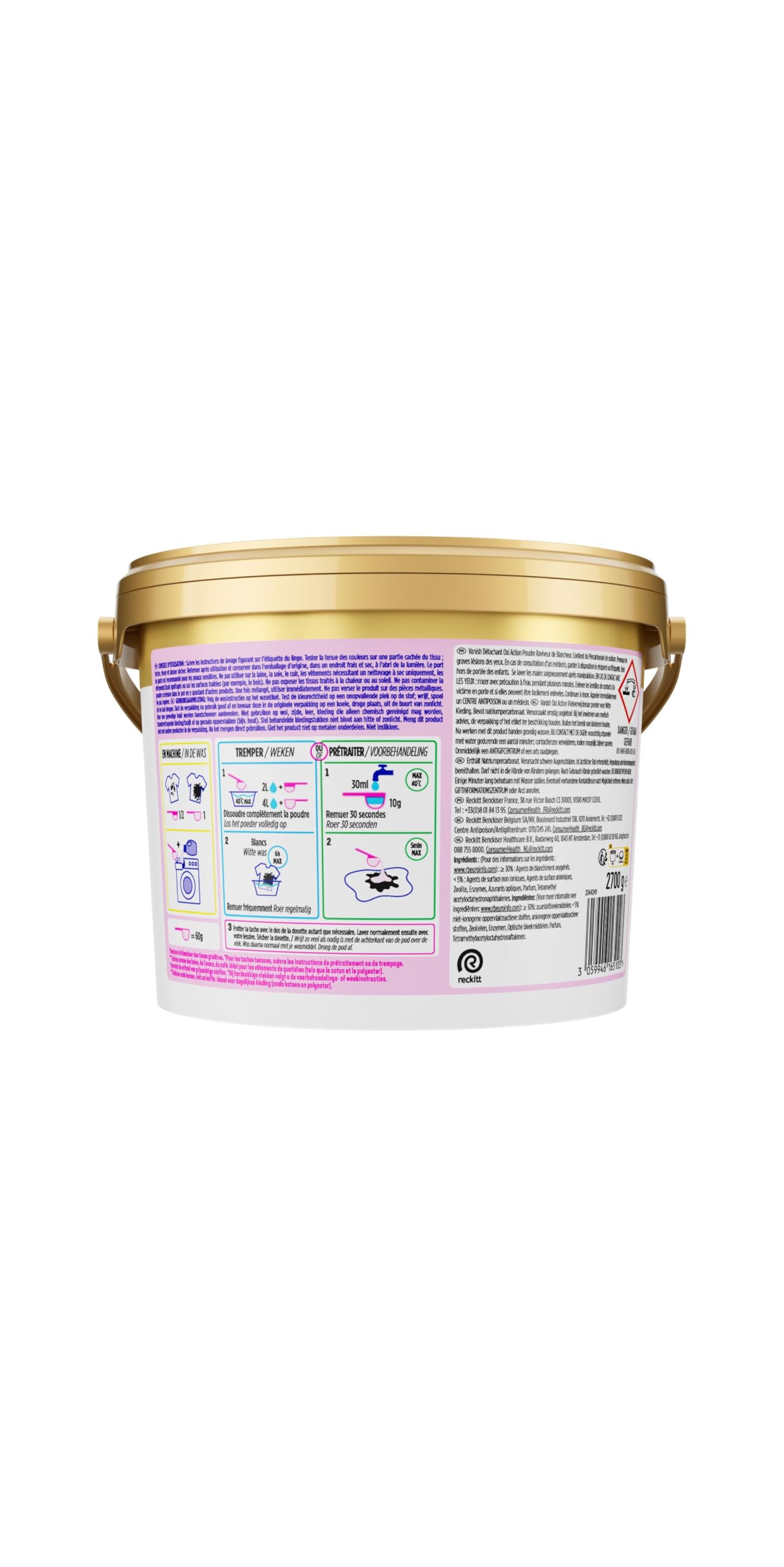 Vanish Oxi Action Poudre Détachant textile et Raviveur de Blancheur - Efficace sur les tâches tenaces - 2,7kg