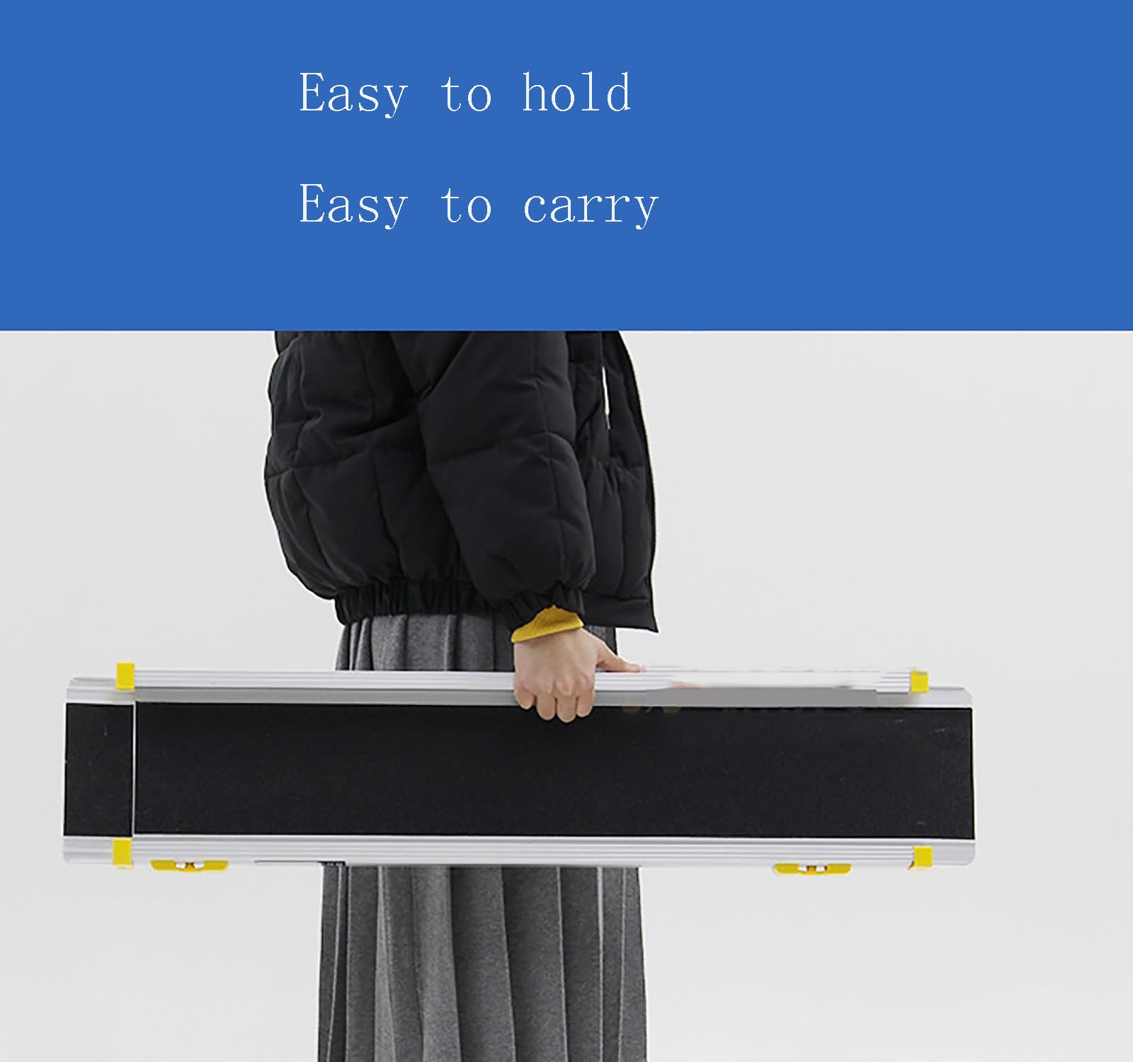 McbeAn Tablero De Rampa De Umbral para Silla De Ruedas, Rampa De Umbral De Entrada con Superficie Antideslizante, Diseño Ensanchado Y Telescópico, con Capacidad De Carga De 300 Kg, para Escalones