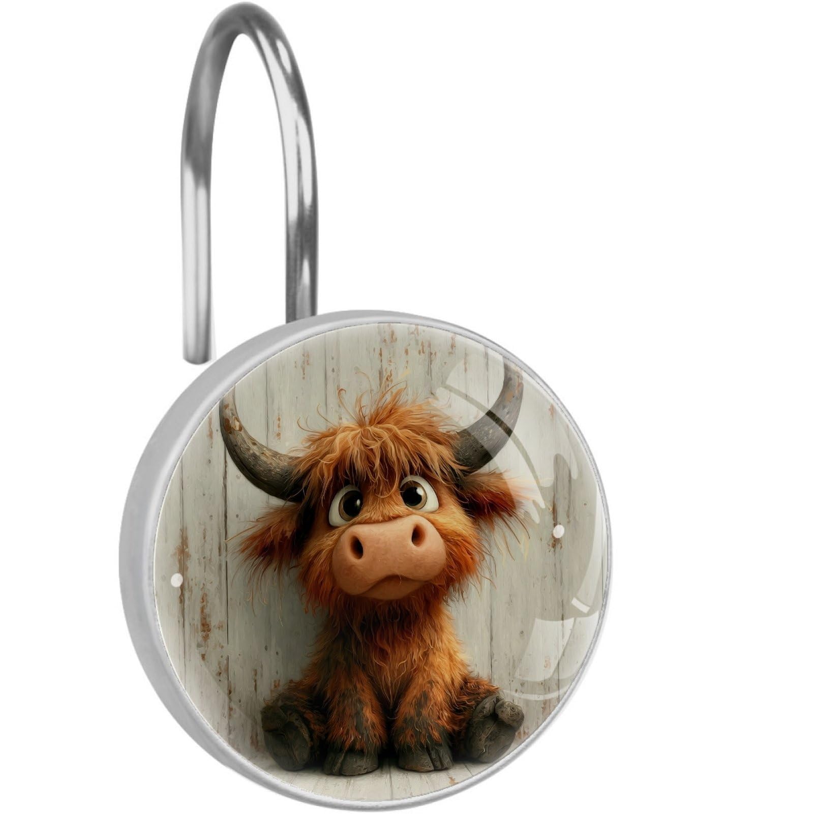 VAPOKF Decorative Shower Curtain Hook: Cute Highland Cow Rustproof Stainless Steel Shower Curtain Ring for Bathroom - Shower Curtain Hook & Hangers - Set of 12