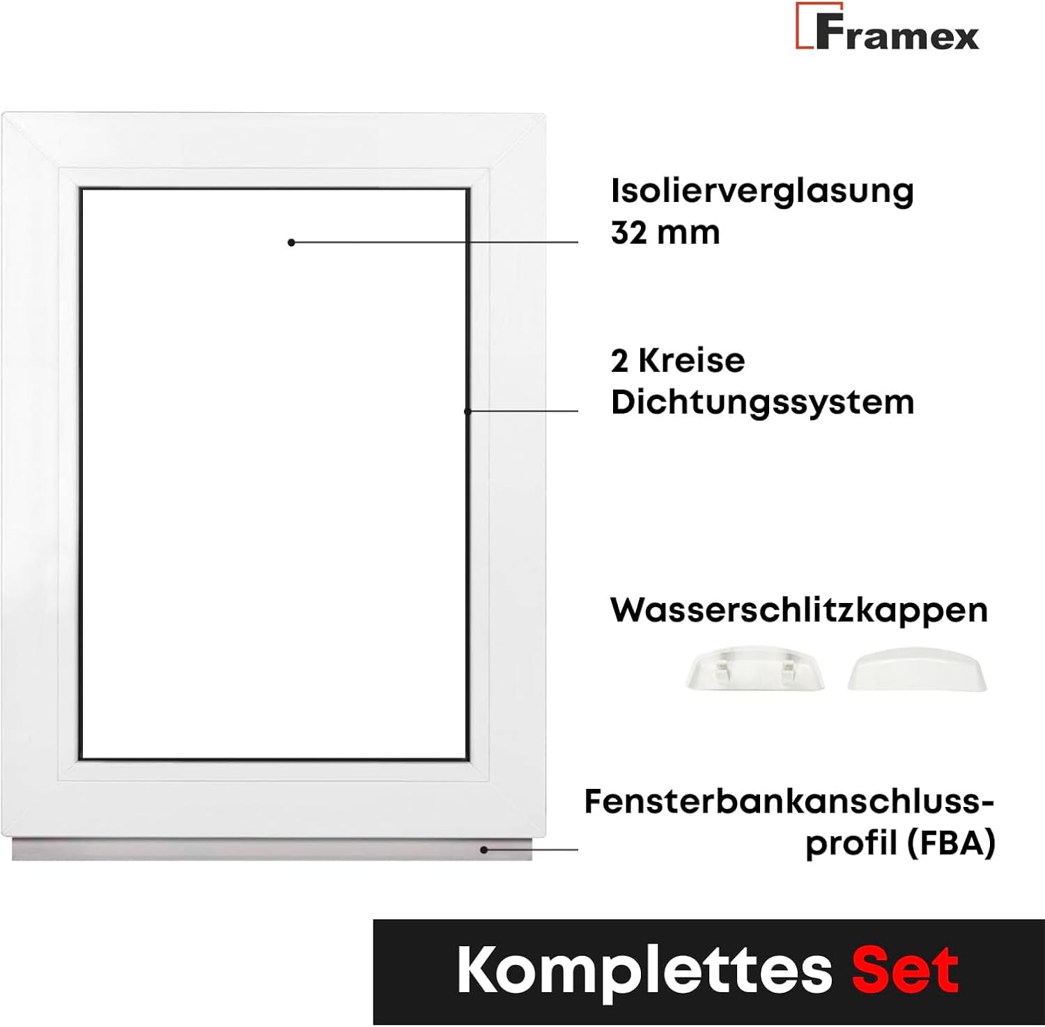 Finestra per cantina, vetrata fissa, per casetta da giardino/garage, larghezza x altezza: 90 x 50 cm (900 x 500 mm), antracite, 2 vetri (32 mm)