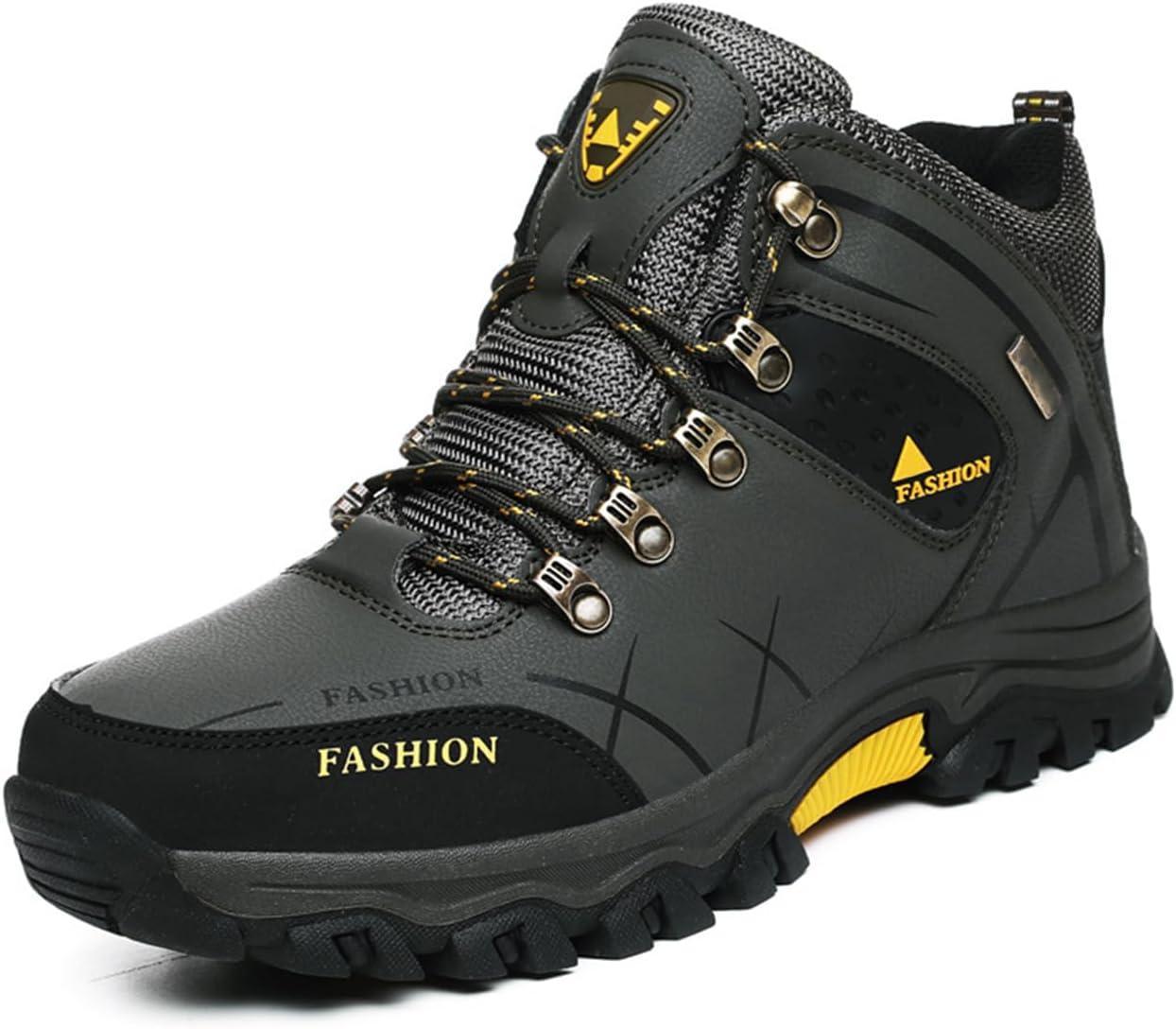 Mens Winter Hiking Boots Warm Snow Boots High-Top Non-Slip Outdoor Shoes for Trekking Fishing Camping