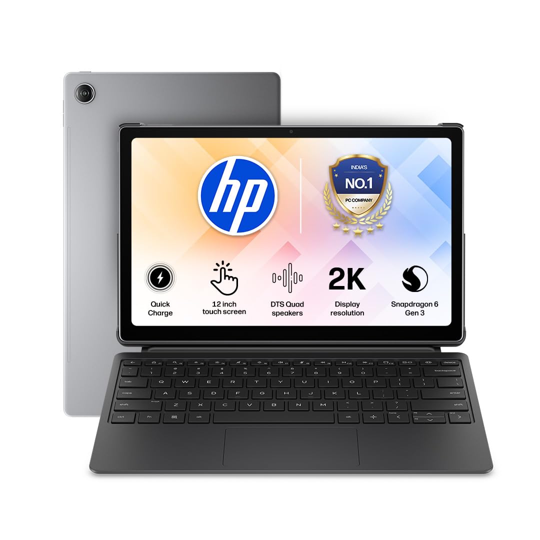 HP Omnipad 12 with Detachable Keyboard, Touchscreen, 12''/30.38cm, 2K, 400 nits, 90Hz, 8GB LPDDR5, 128GB UFS, WiFi 6E, Quad Speakers, Upto 18 Hours Battery, Silver, Lightweight Tablet-image-23