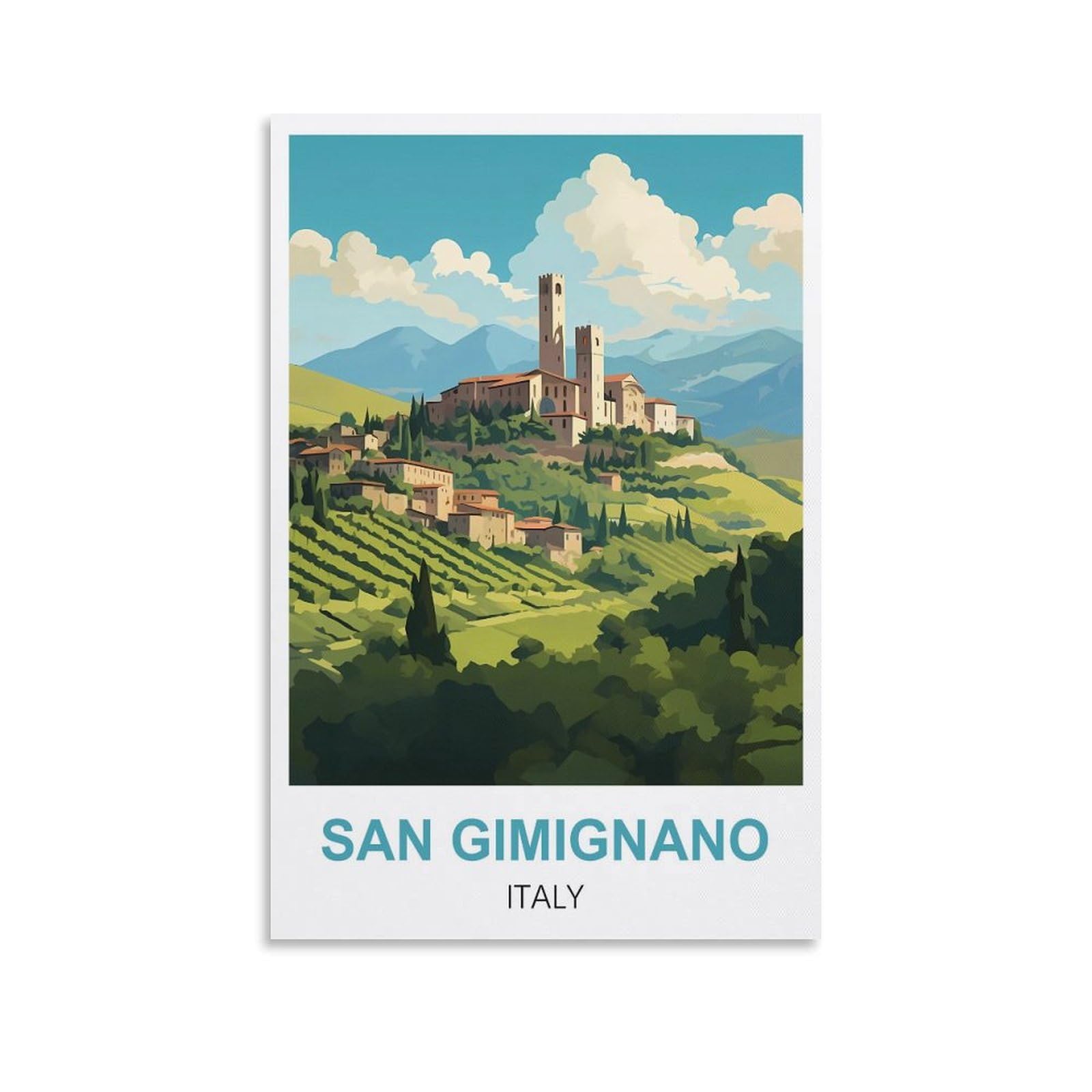 Ctzikww Unframe-Style San Gimignano Italy Vintage Travel Posters 20X30inch(50X75cm) Canvas Art Prints Picture Wall Art Painting