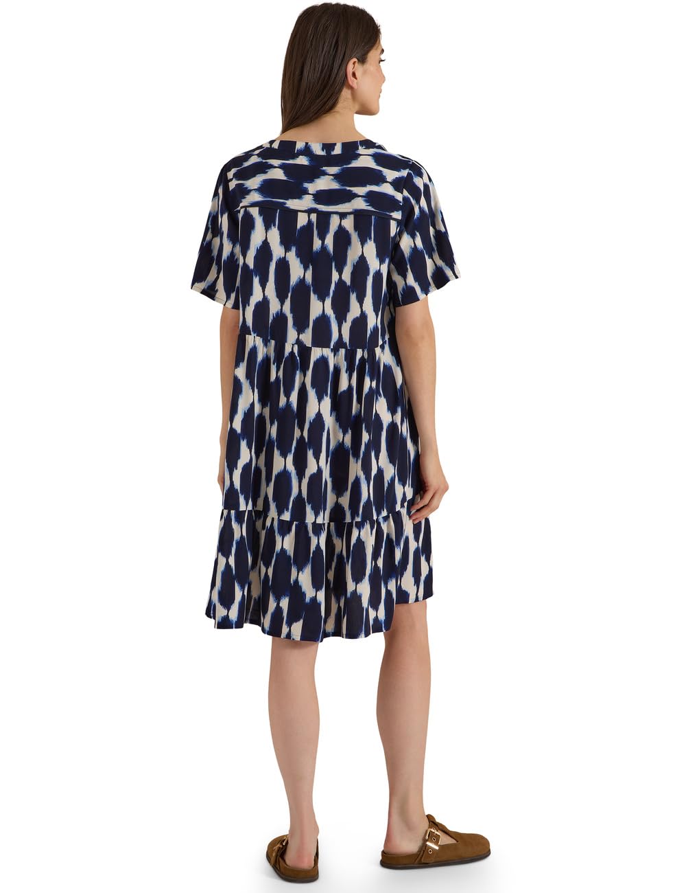 Cecil Damen 1409488 Knielanges Kleid mit Split Neck und Struktur (1er Pack)