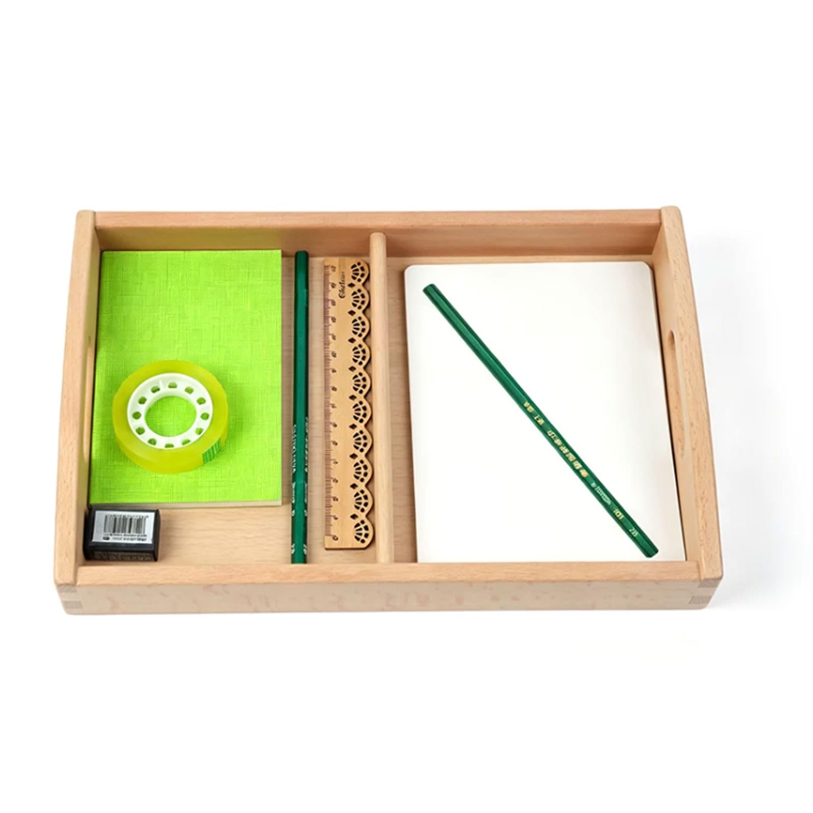 ttnmrc Montessori Matching Language Work Set with Divided Wooden Tray, Sewing/Hair Dressing/Writing Station Matching Kit,A