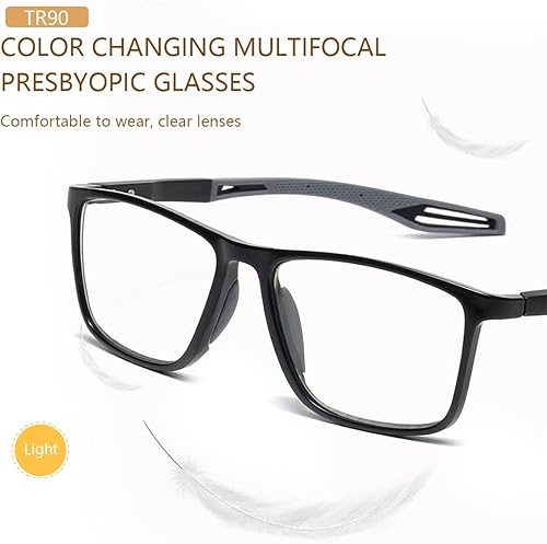 Miniatura 9 de Devirld Gafas de lectura fotocrómicas progresivas multifocal, bisagra de resorte, computadora, bloqueo de luz azul, transición, lectores de sol