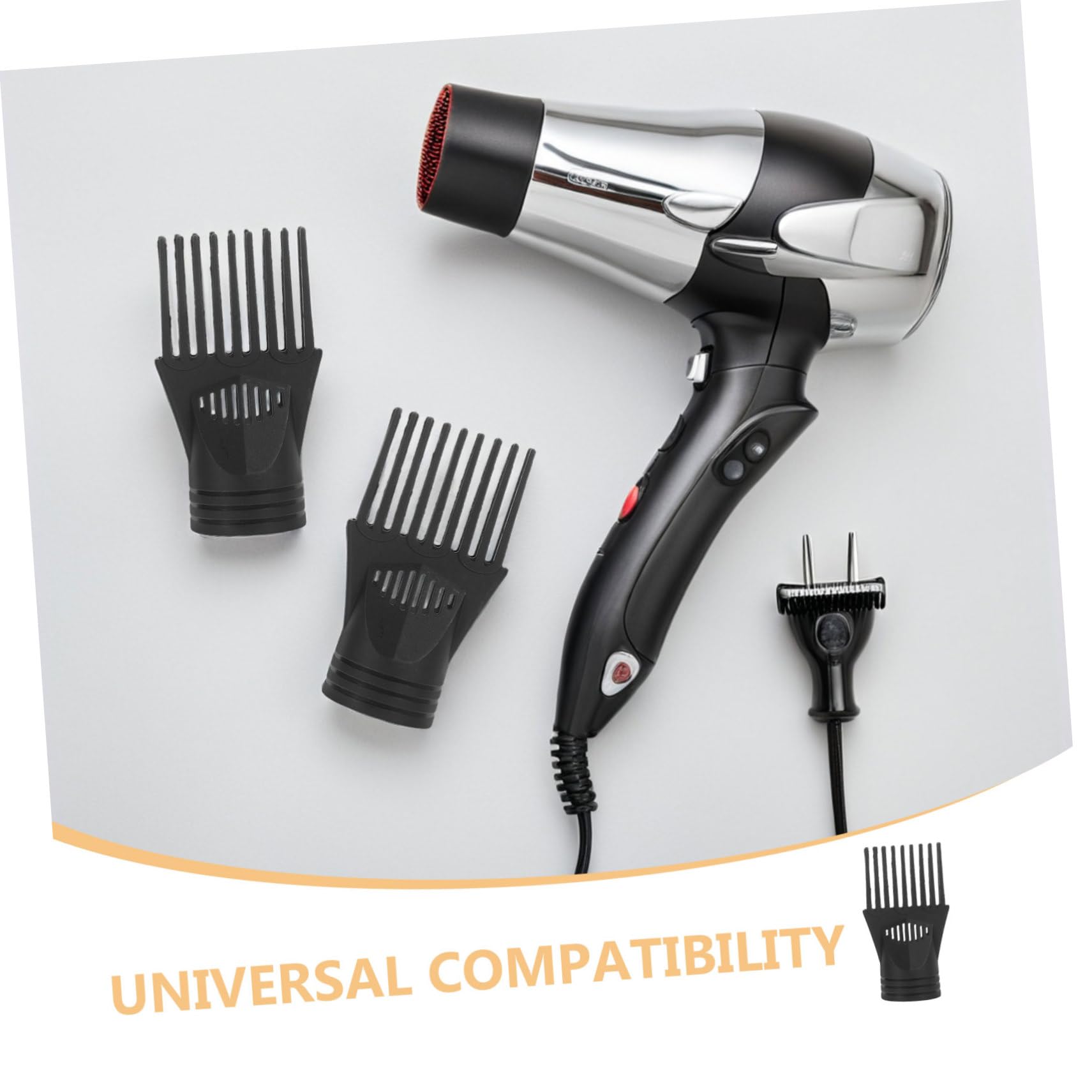 Lot de 5 Embouts Peignes Noirs pour Sèche-cheveux, Accessoires en Plastique, Contrôle du Flux D’air, Démêlage Cheveux Bouclés et Lissage, Usage Professionnel et Particulier,