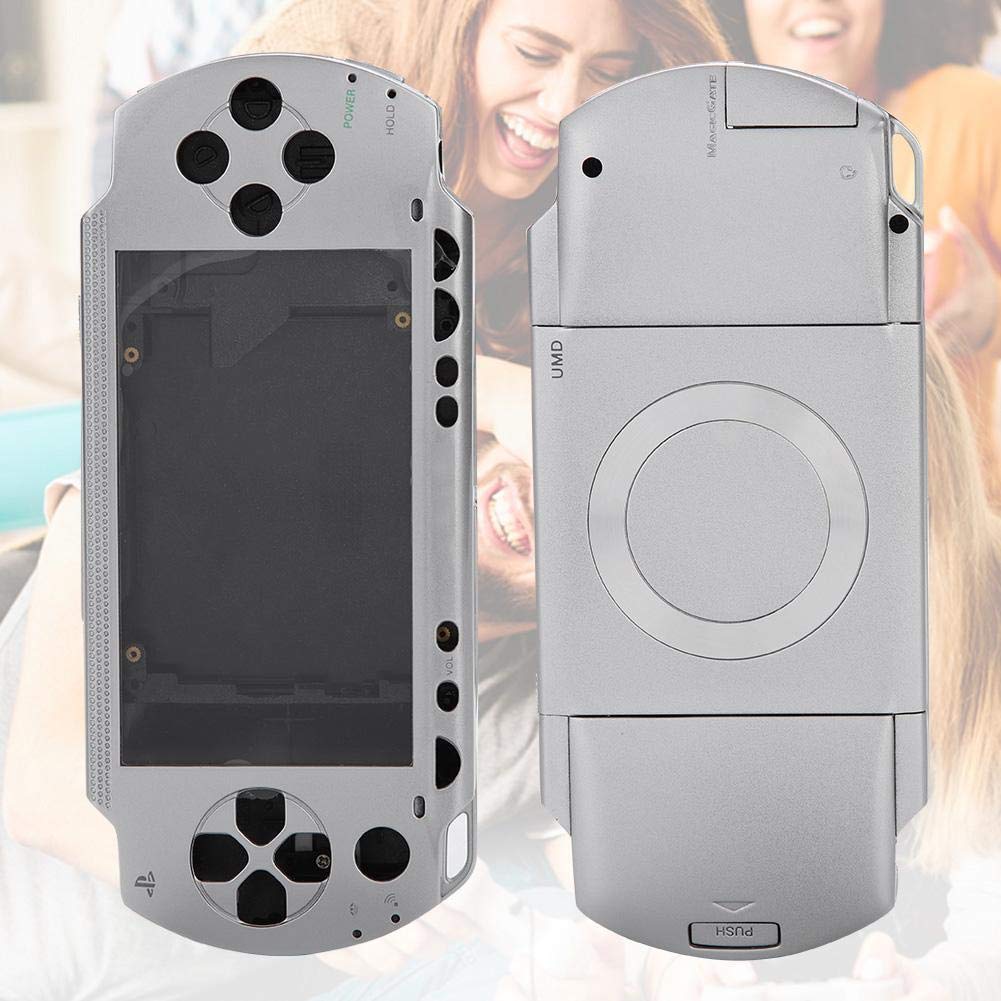 Gind Carcasa de Juego PSP1000, Todos los enchufes reservados Carcasa de Repuesto de PSP 1000 fácil de Cambiar, el diseño de Apariencia es novedoso para la Carcasa(Silver)