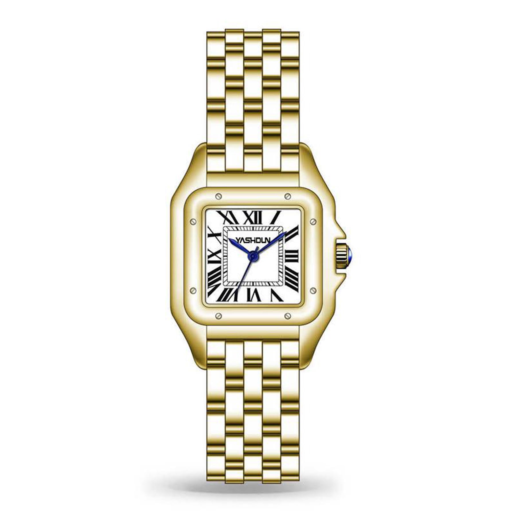 SLYHHZHMY Women's Watches Tonneau Shaped Dial Quartz Watches Stainless Steel Strap Fashionable Women's Watche (All Gold)