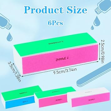 6PCS 4-Way Nail Buffer Blocks, Nail Polishing Block Nails Files Buffers Nails Shine Buffers Grit Polishing Blocks for Home Salon Use