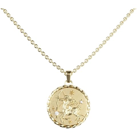 PASCAL 18K Gold Zodiac Necklace – Lab-Grown Diamond Astrology Pendant with Adjustable Chain, 12 Horoscope Signs Jewelry Gift for Women