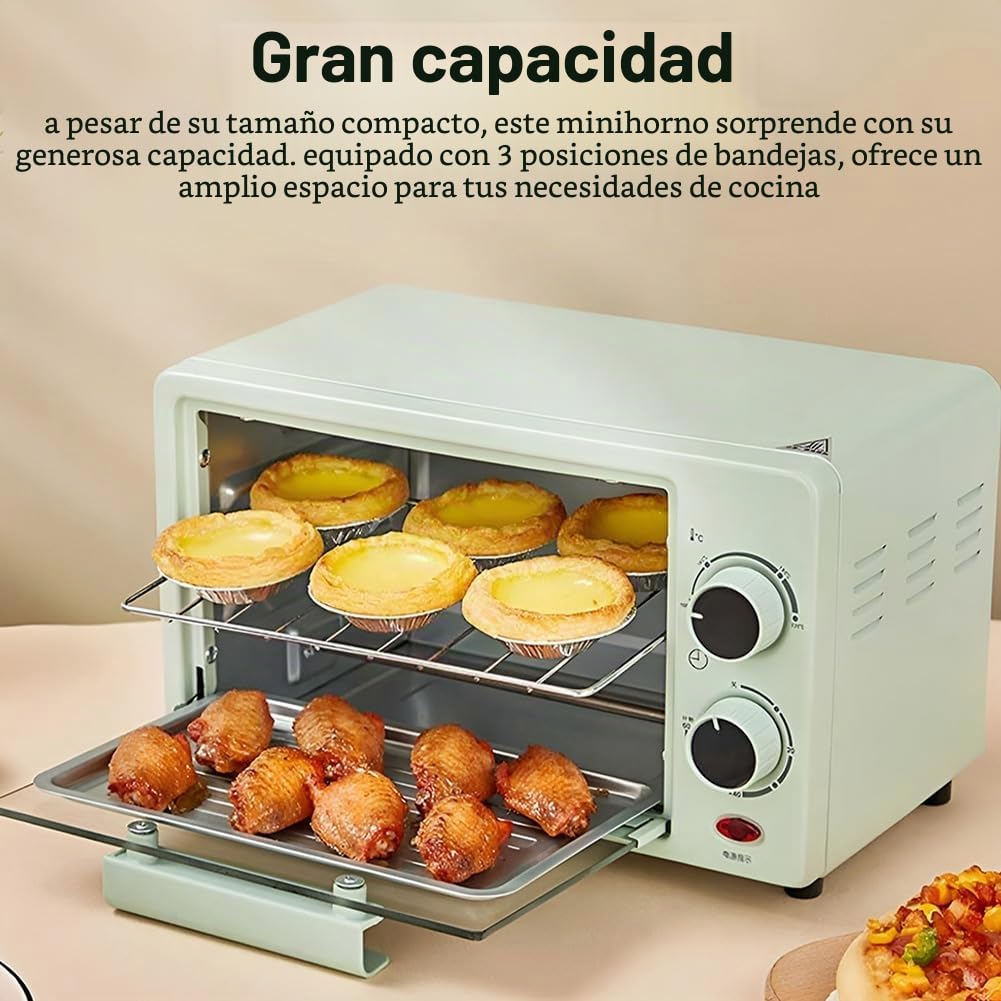 Horno eléctrico Inteligente, tostadora de convección de encimera de 12 litros, Horno para Hornear Pasteles pequeños, máquina de Desayuno Multifuncional, Control de Temperatura Ajustable de 0-230 ℃ A