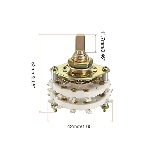 Miniatura 2 de Selector de banda 4P4T Interruptor giratorio 4 polos 4 posiciones, 2 cubiertas para radio, TV, unidad de control de máquina industrial - 1 unidad