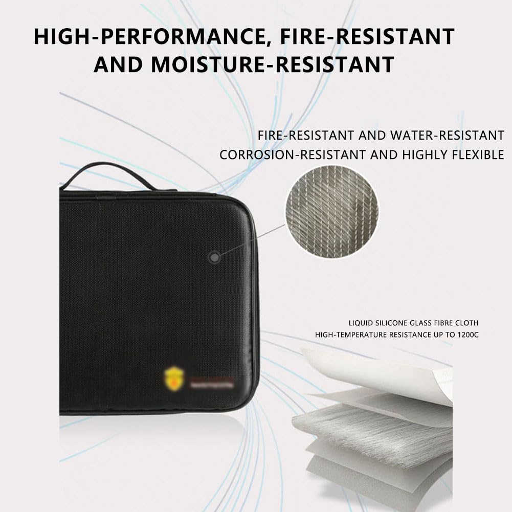 Bolsa Ignifuga Impermeable, Caja Ignifuga Documentos Ignífugo Resistente Al Agua Diseño con Cerradura de Combinación Black M