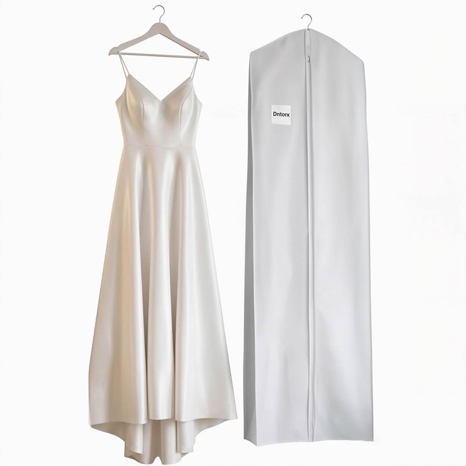 Dntorx Wedding Dress Bag 72In, Dress Bag Cover Long with 10In Gusset White