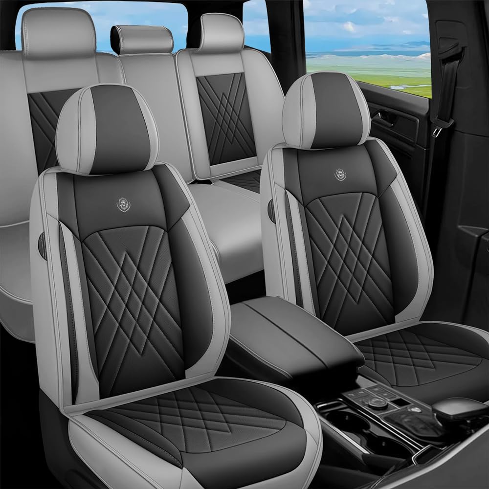 SARISKA Car Seat Covers Fit for Jeep Commander 2006-2010 Flanks All Wrapped and Side Airbag Compatibility of Premium Nappa Leather(Full Set, Black