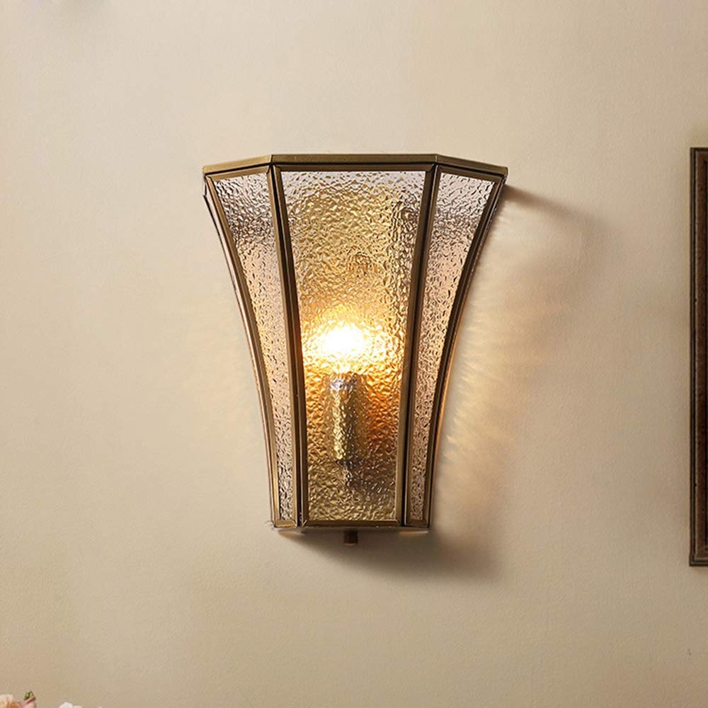 ZTCHSENZT Wall Sconces, Copper Gold Modern Minimalist Wall Lamp Aisle Corridor Entrance Lamp Study Staircase Bedroom Bedside Lamp Decorative Wall Lamp 19.6x25cm Delicate