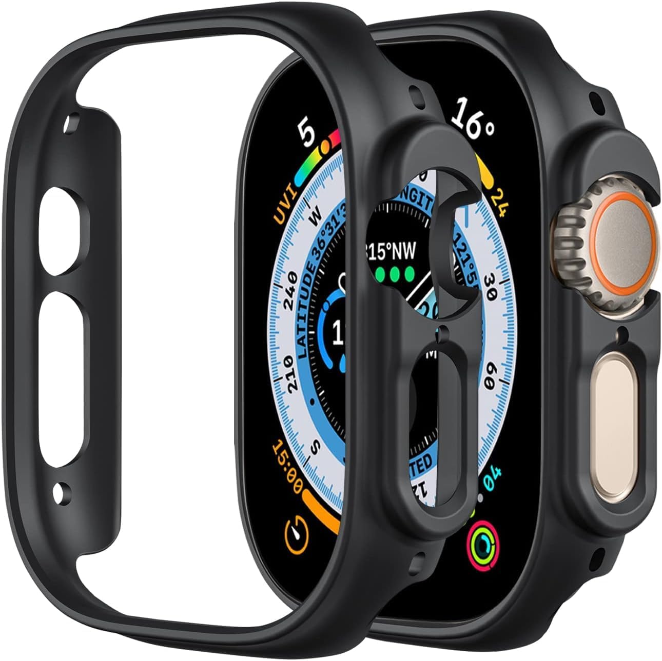 Hard Bumper Case Compatible with Apple Watch Ultra 3/ Ultra 2 / Ultra 49mm | Without Tempered Glass | All-Around Ultra-Thin Bumper Hard PC | [NO Glass Screen Protector] (Black, 49MM)-image-43