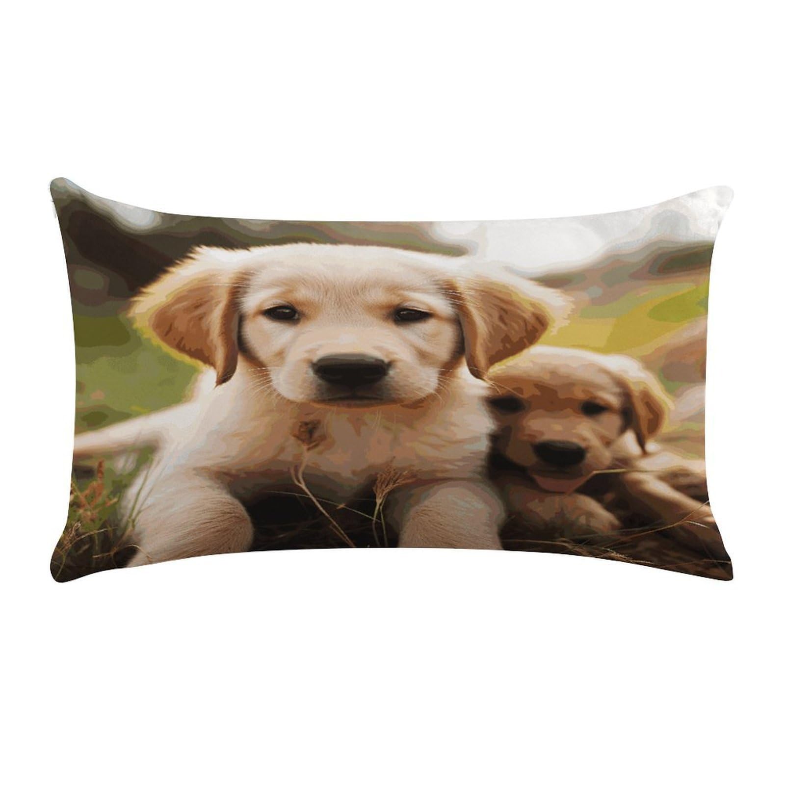 MUSM Cute Golden Retriever Puppy Throw Pillow Cover Long Super Soft Pillowcase Luxury Plush Pillowcase Decorative Pillow Shams Anti-Fading Pillow Case Cushion Covers Cozy Pillow Protector