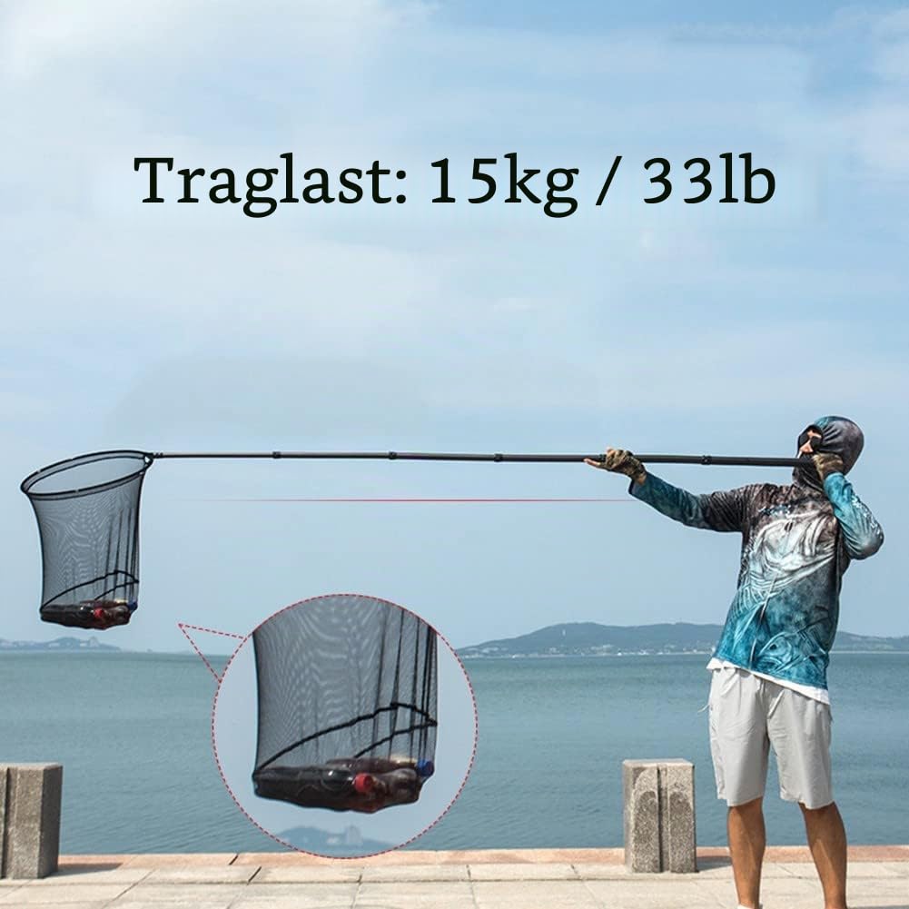 Kescherstab Teleskop, Carbon Kescherstab Teleskopstange Dynamic Leicht Stabil Flexibel Einsetzbar Karpfen für Hecht Angeln Net Handle Fischen, Angeln Accessoires, Gewindeschnittstelle: 8 mm(3.0m)