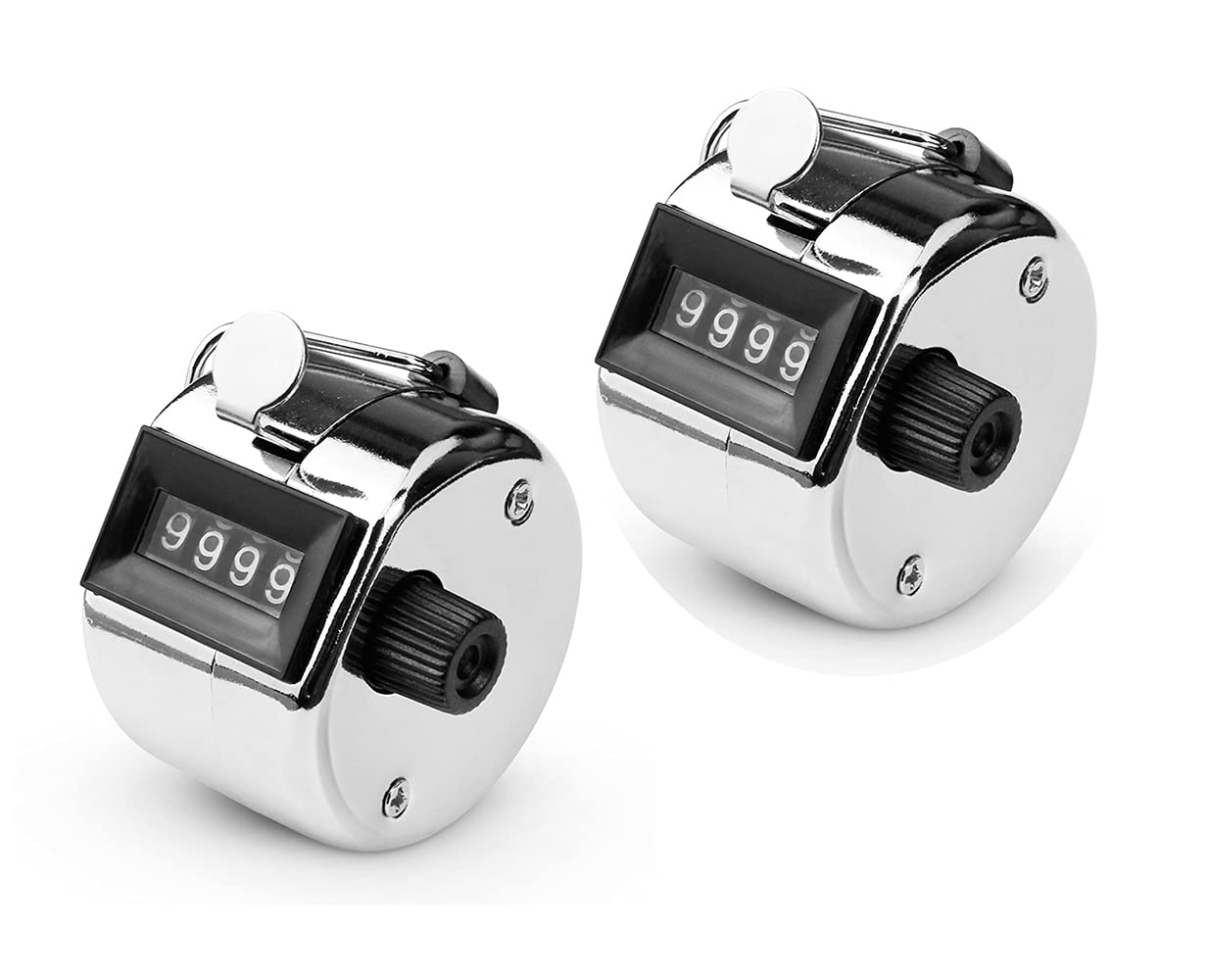 KSZNZB Hand Tally Counter,4 Digit Display Clicker Counter Metal Mechanical Handheld Pitch Counter Clicker with Finger Ring for Row Sport Coach School Event - Silver (2 Pcs) (B08Z7F54ML) Amazon Price History, Amazon Price Tracker
