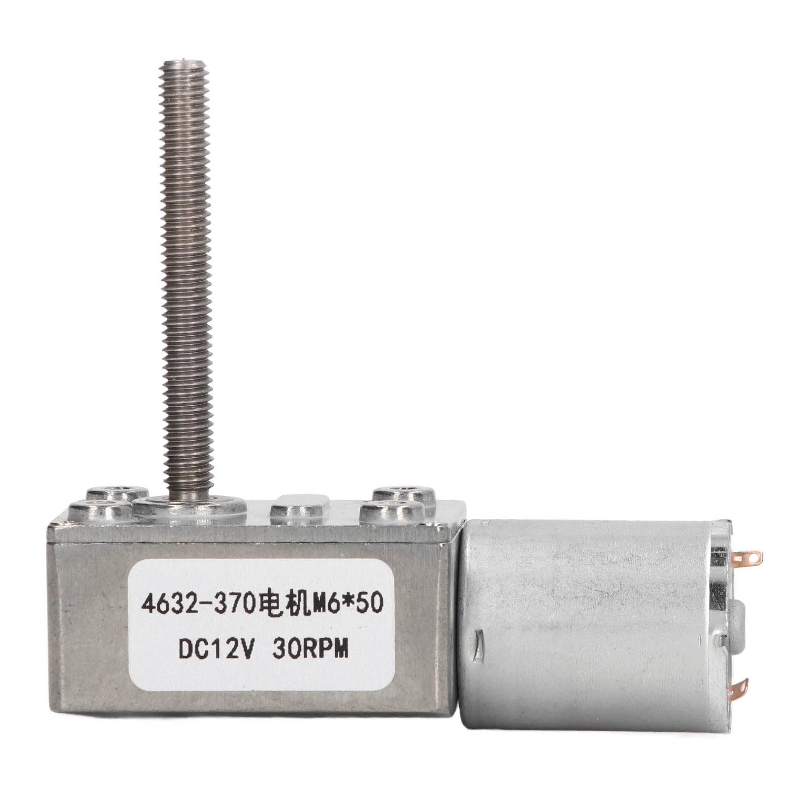 ANKROYU 30RPM DC Geared Motor, Self Locking DC Geared Motor, Compact Electric Worm Gear Motor, High Accuracy Low RPM DC Motor for Small Winches M6x50mm