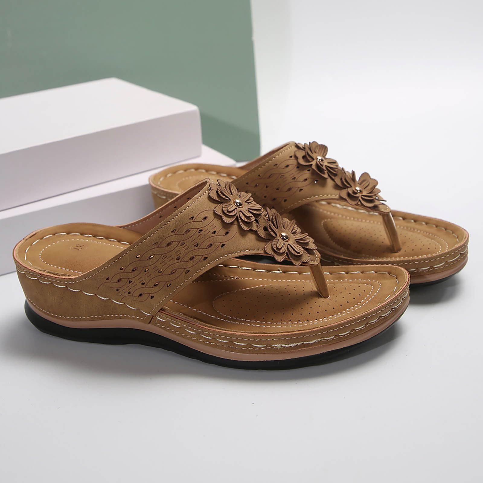 Chanclas con cuña para playa - Zapatos bajos de mujer de verano