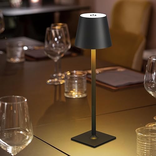 Miniatura 8 de Paquete de 2 lámparas de mesa recargables, lámpara LED inalámbrica con lámpara de escritorio LED de 6000 mAh, luz de mesa portátil al aire libre