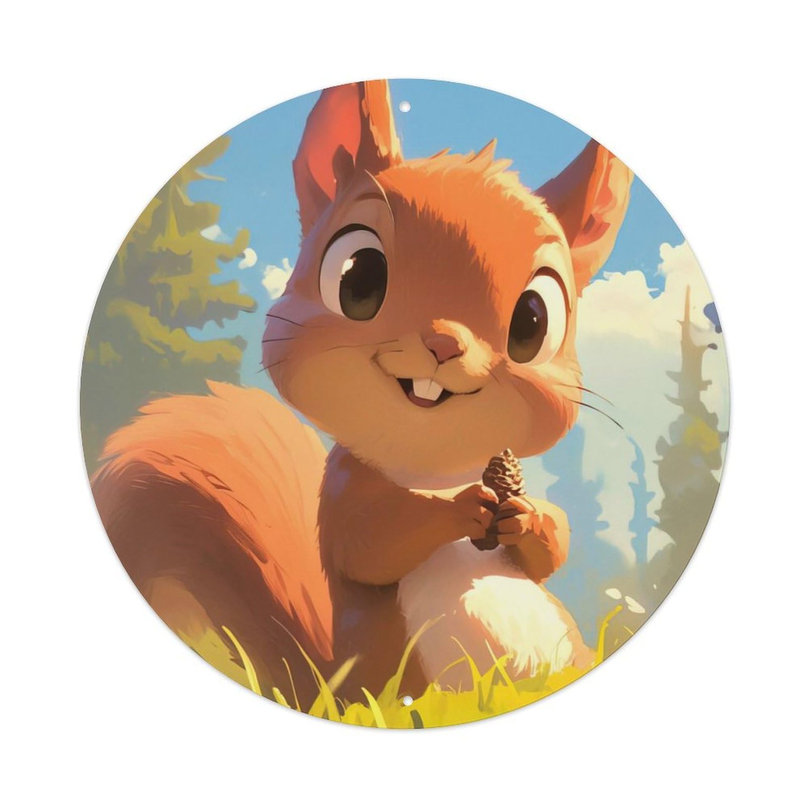 Animal Cute Squirrel Artwork Vintage Metal Tin Sign Plaque Wall Decor for Cafe, Club Bar, Office, Garden Metal Poster 8x8Inch