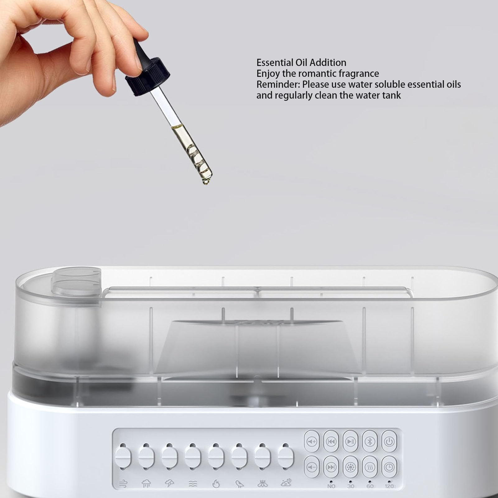 BRRNOO Machine à Bruit Blanc Diffuseur D'aromathérapie Diffuseur D'arômes D'huiles Essentielles Haut-parleur sans Fil 260ML Veilleuse à Flamme 10 Sons Minuterie pour la