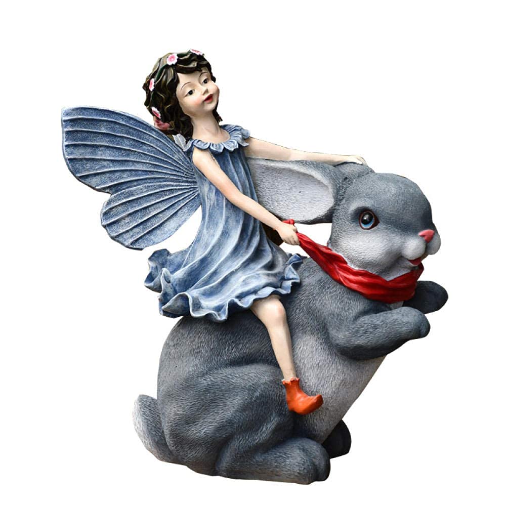 Statue Ornaments Sculptures Angel Bunny Girl Art Deco Resin Craft Home Decoration Garden Decoration Happy Life