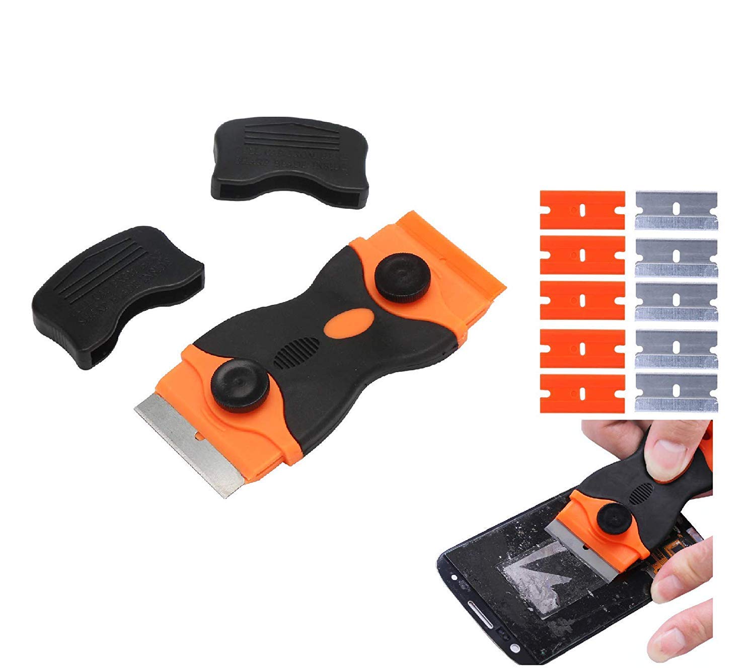 WOWSOME Double Edge Glue Remover Mini Razor 2 in1 Scraper Tool with 5 pcs Plastic and 5 pcs Steel Blades, for Scraping Labels, Decals and Stickers, remove Car Glass Film (B07VS5YV43) Amazon Price History, Amazon Price Tracker
