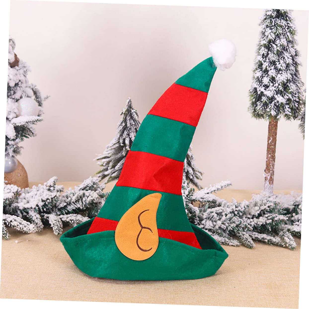 4 Stück Weihnachtsmütze Mütze mit Weihnachtsstreifen Elfenmütze aus Filz weihnachtsverkleidung weihnachts verkleidung Zubehör für Partyköpfe Weihnachts-Cosplay-Kopfschmuck Stoff