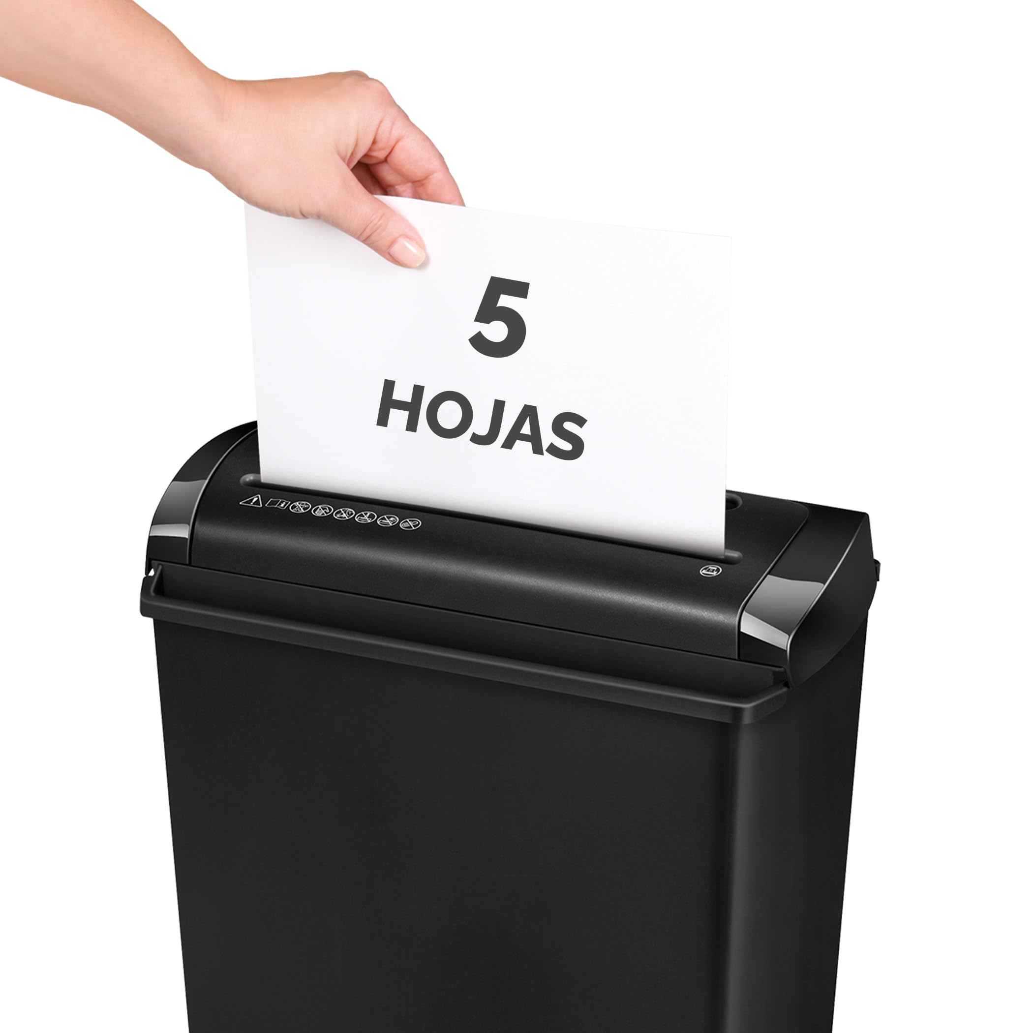 Fellowes P-25S Trituradora de Papel Corte en Tiras, 5 Hojas, 11L, DIN-P1, Negro