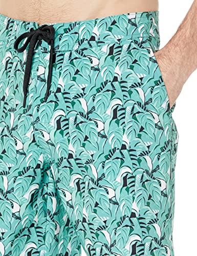 Amazon Essentials AEWSW03SS23_S_TURQUOISE GREEN, TROPICAL Men'S Board Shorts, Turquoise Green Tropical Leaves thumb #2