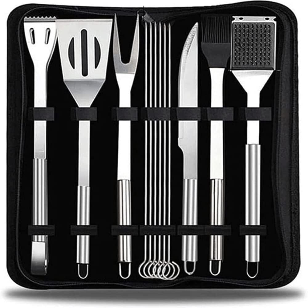 Set di 12 Accessori per Barbecue, Kit di Utensili per Barbecue in Acciaio Inossidabile per Uomini, Donne, Campeggio e Barbecue in Giardino