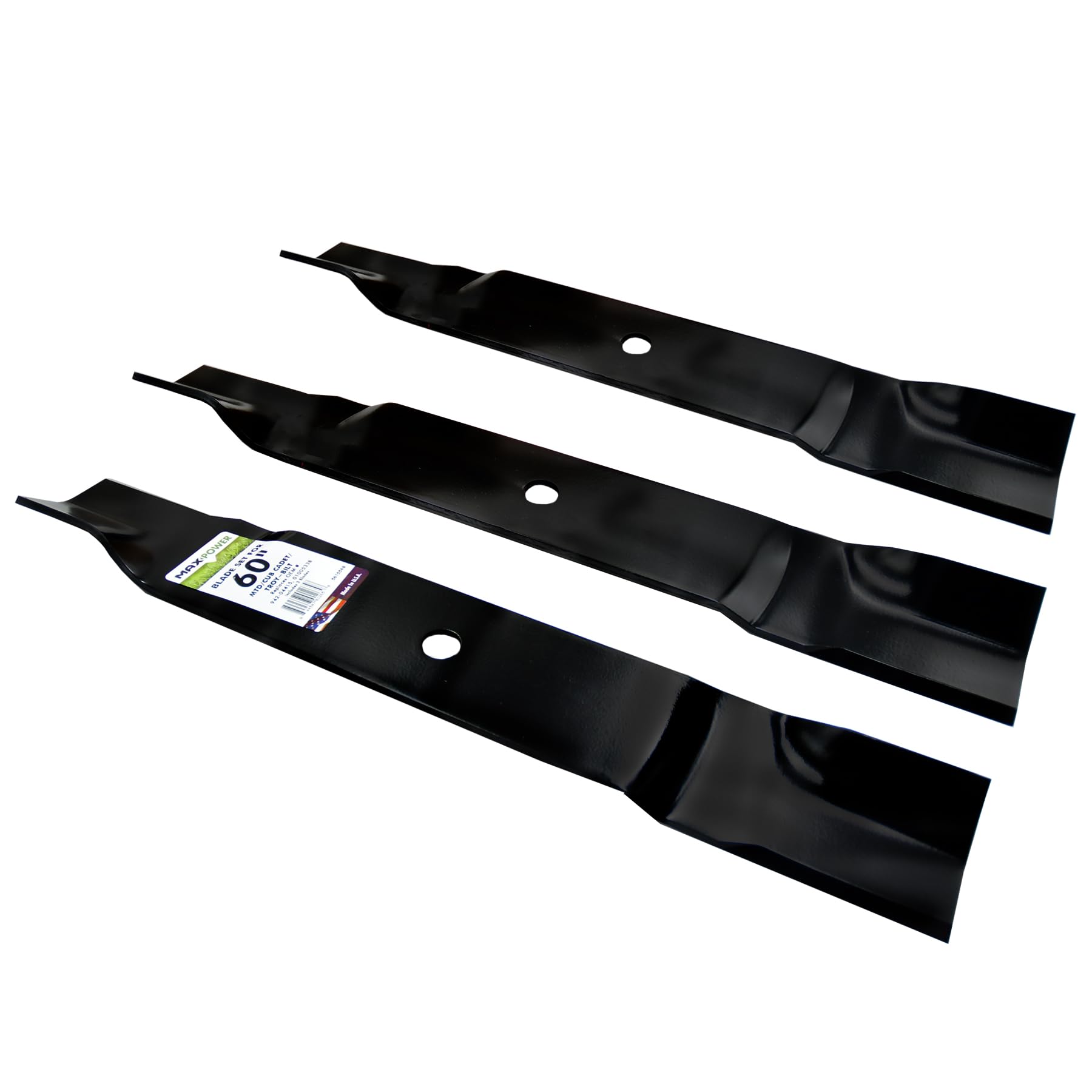 MAXPOWER 561554B Lot de 3 Lames pour MTD Cub Cadet, Troy-Bilt Remplace OEM # 02005019, 1005338, 94204415, Noir