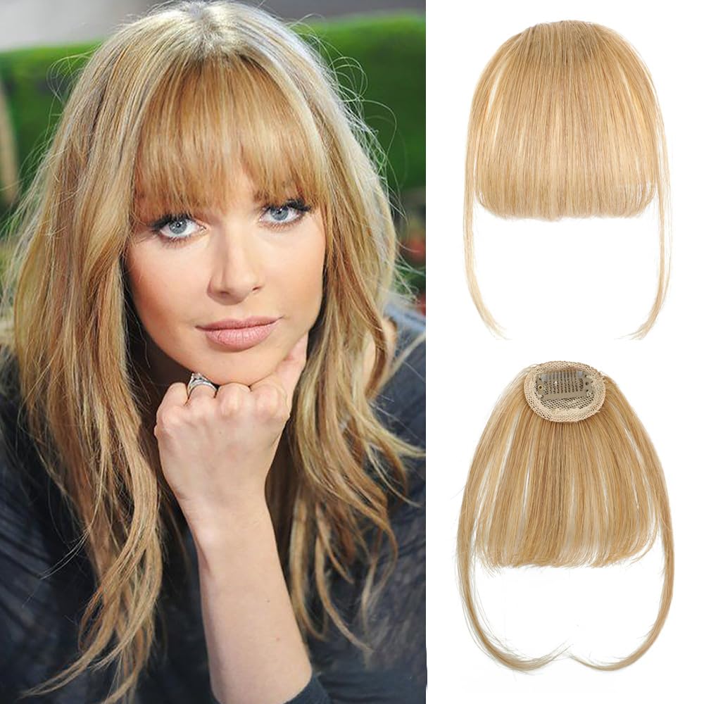 Clip in Fringe,Clip In Bangs for Women Hair Extensions Front Full Neat Human Hairpieces - Image 2