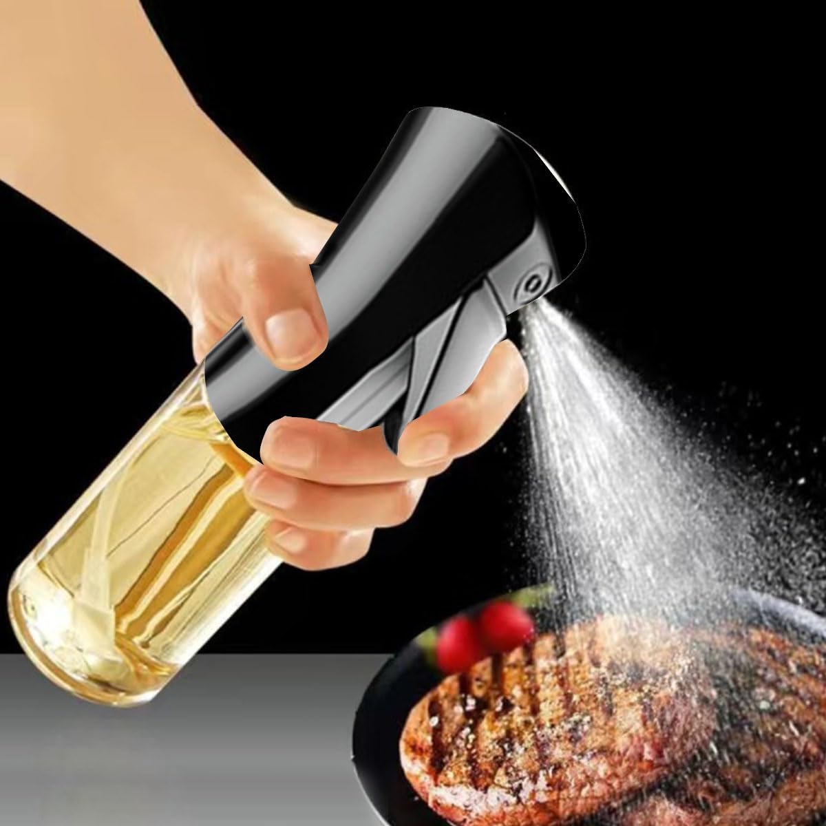 Oil Sprayer for Cooking, 220ml Glass Olive Oil Sprayer Continuous Cooking Spray with Portion Control, Oil Dispenser for Kitchen, Air Fryer