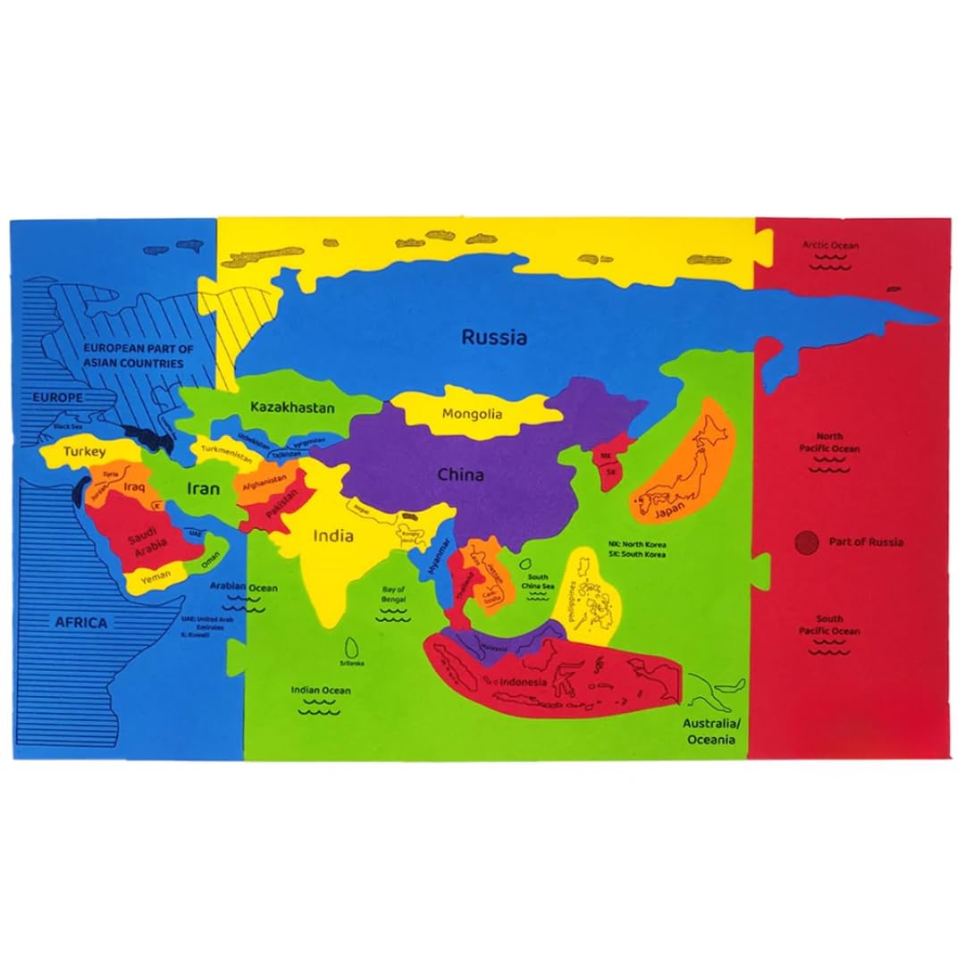 Storio Asia Map Puzzle for Kids | Educational Geography Learning Toy for Ages 4-8 | Jigsaw Puzzle Gift for Boys & Girls | Fun Way to Learn Countries | Montessori Puzzle Game-image-1