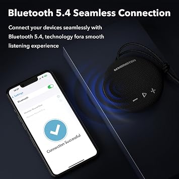 Monster 15W Bluetooth Speaker, IPX8 Shower Speaker Waterproof, Bluetooth 5.4 with Loud HD Sound and Robust Bass, Extra Long Playtime Punchy, for Home, Beaches Portable Wireless Outdoor Speakers