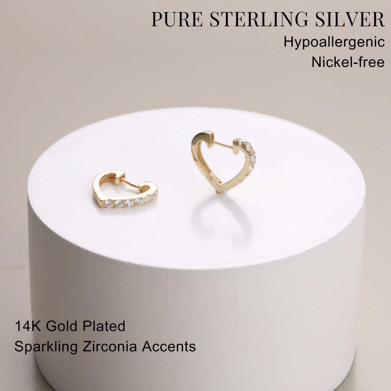 GAVU 925 Sterling Silver Gold Heart Hoop Earrings for Women, Women's Huggie Heart Earrings - Image 4