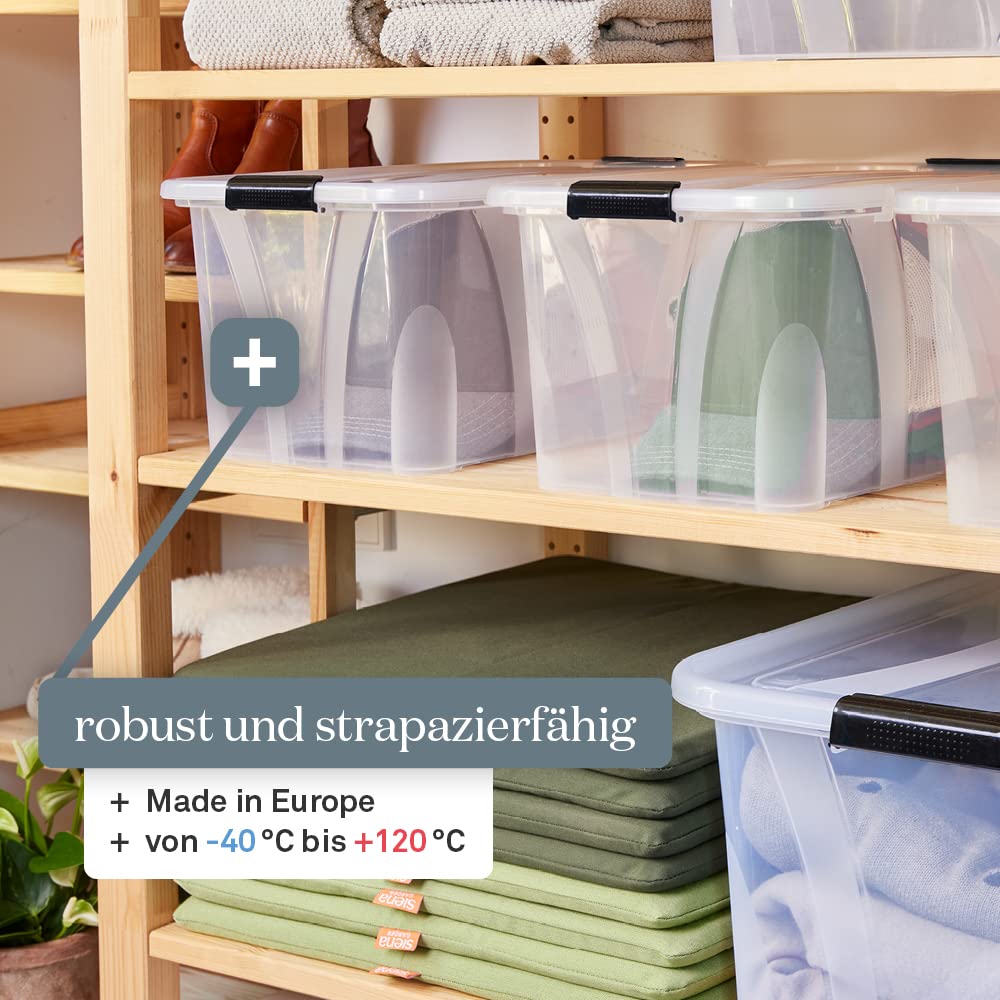 Anzio - Scatola Portaoggetti Plastica con Coperchio, 32 l, 4 pezzi