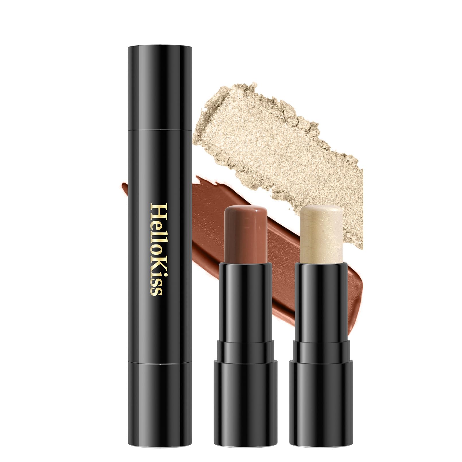 OCHILIMA2 in 1 Contour Foundation Stick, Concealer Contour Stick, Highlighter & Bronzer Pen, Face Brightens & Shades Pencil, Face Cosmetics Sticks Cream Shimmer Shade Concealer Foundation Pen 02#