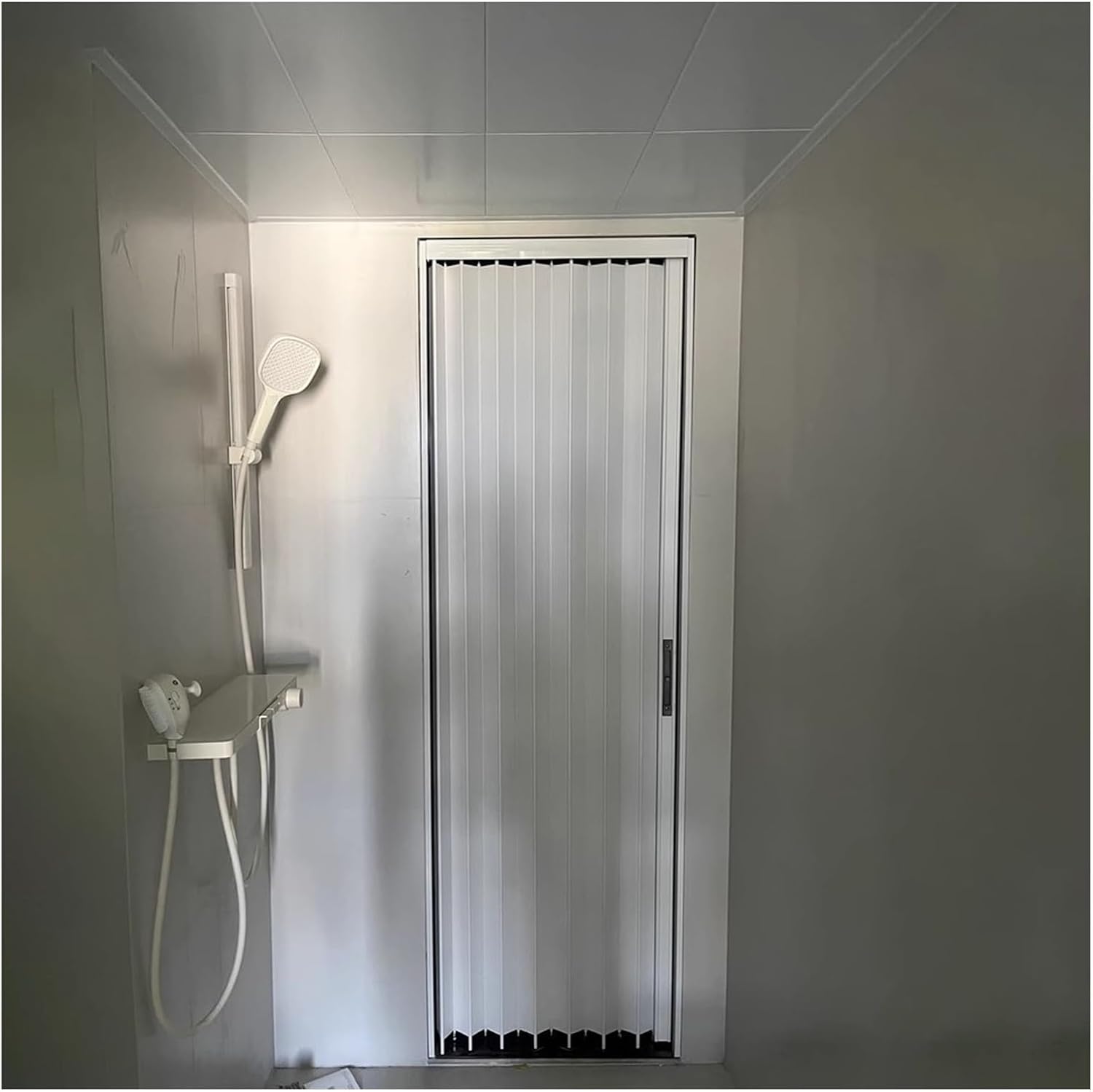 Invisible Accordion Folding Door, Aluminum Sliding Room Divider with Lock & 2 Keys, Retractable Internal Doors for Bathroom, Living Room & Office (92x203cm/36.2x80in)